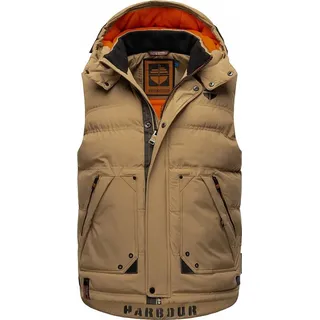 Stone Habour Herren Steppweste Bodywärmer Weste Outdoor Jacke gefüttert mit Kapuze EGOOR Hell Braun Gr. 46 - S - Hellbraun