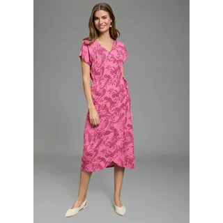 Sommerkleid LAURA SCOTT, Damen, Gr. 40, N-Gr, pink (pink, gemustert), Jersey, Obermaterial: 95% Viskose, 5% Elasthan, Paisley, figurumspielend wadenlang, V-Ausschnitt, angeschnitten, Kleider Sommerkleid, mit Paisley-Optik, aus Viskose und Elasthan