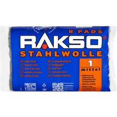 RAKSO Stahlwolle mittel 1-8 Pads, glättet Holz, entfernt alten Lack von Antikmöbeln, säubert Hartgummiböden