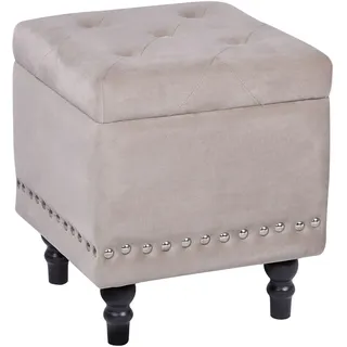 Beliani Pouf mit Stauraum LORETTO Samtstoff Beige