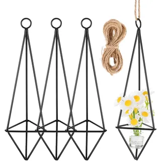 Alasum Geometrischer Hängender Pflanzgefäß Luftpflanzenhalter Metall Für Tillandsien 4Er Set 7.68 X 2.17 X 2.17 in Für Wohnzimmer Büro Fenster Wandregal Innenbereich Garten Terrasse
