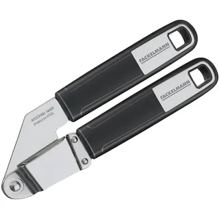 Fackelmann Knoblauchpresse 18 cm SENSE, Küchenhelfer mit Funktionsteil aus rostfreiem Edelstahl, Knoblauchschneider mit rutschfestem Soft-Touch-Griff (Farbe: Silber/Schwarz), Menge: 1 Stück