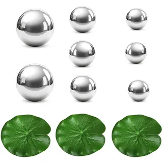 8er Schwimmkugeln für Miniteich Deko Teich Silber 3 Schwimmend Lotusblätter | Schwimmkugeln Teich Teichkugeln Schwimmend für Mini Teich Deko Kugeln Garten Teichdeko Deko Kugeln garten Gartenkugeln