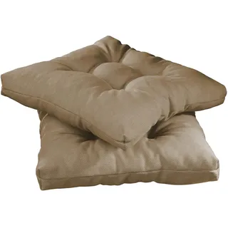 sleepling 2er Set Stuhlkissen 40x40 cm, Sitzkissen für Stuhl, Mocca | Bank Kissen 40 x 40 cm, Höhe 6 cm, Möbelstoff, Indoor & Outdoor, Made in EU, waschbar bis 40 Grad