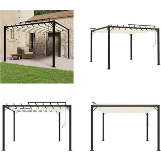 vidaXL Pavillon mit Lamellendach 3x3 m Creme Stoff und Aluminium - Gartenpavillon - Gartenpavillons - Pavillon - Pavillons - Creme