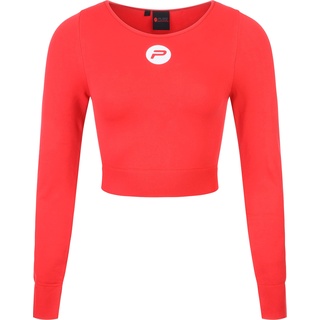 Pure2Improve Sport Crop Top Damen, Leicht zu tragen, Größe L, Reguläre Passform, Rot, Laufshirt, Trainingsshirt ist sowohl bequem als auch stylisch, Für Frauen, Netz-Funktionsshirt, Langarmshirt