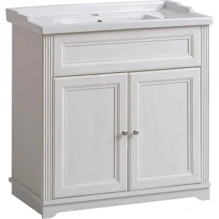 Badmöbel Antik Stil Becken mit Unterschrank Landhaus Badezimmer neu Waschbecken - Weiß