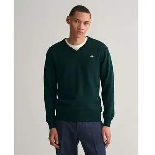 GANT Superfine Lambswool Pullover mit V-ausschnitt - Tartan Green - 3XL