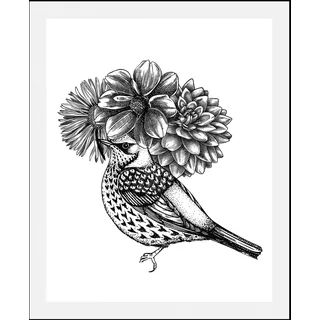 Bild QUEENCE "Floria", weiß (farbe rahmen: schwarz, farbe bild(er): weiß), B:50cm H:70cm, Acrylglas, Holz, Papier, Bilder, Bild, gerahmt