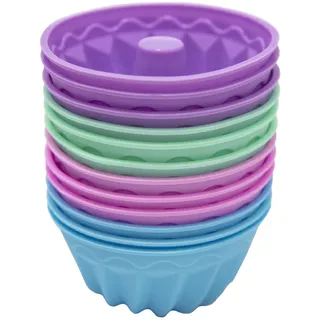 Mlying Mini Gugelhupfform Silikon 12 Stück Gugelhupf Backform Wiederverwendbare Muffinförmchen Cupcake Klein Kuchenform Mini Gugelhupf Ø 8cm, Höhe 5 cm