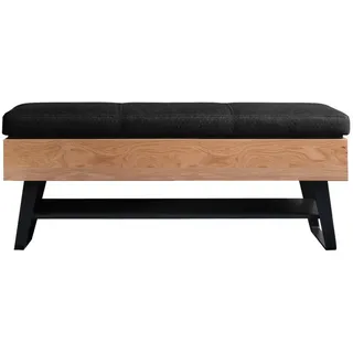 Schöner Wohnen Garderobenbank , Anthrazit, Eichefarben , Holz, Textil , Kerneiche , massiv , Füllung: Schaumstoff , 118x48x41 cm , Goldenes M , Typenauswahl, Truhe im Sitz, in verschiedenen Größen erhältlich , Garderobe, Garderobenbänke