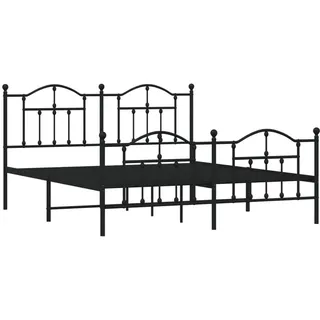 vidaXL Metallbett ohne Matratze mit Fußteil Schwarz 160x200 cm - Schwarz