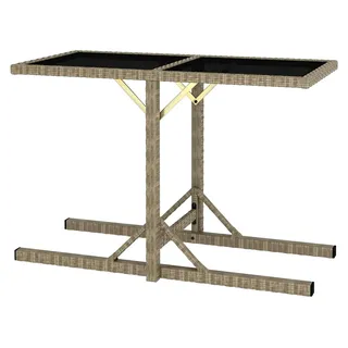 Gartentisch Terrassentisch Balkontisch Couchtisch Gartenmöbel Tisch Esstisch Esszimmertisch Outdoor Tisch Beige 110×53×72 cm Glas und Poly Rattan - Beige