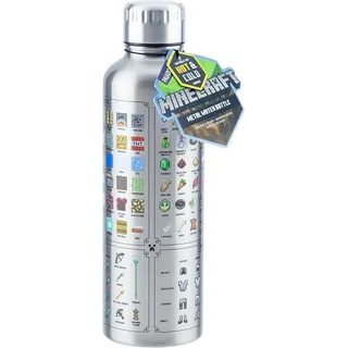 Paladone Minecraft Metall-Trinkflasche - Offiziell lizenziert, auslaufsicher, für heiße & kalte Getränke, mit In-Game-Items, Geschenk für Minecraft-Fans, 470 ml (16 Fl Oz)