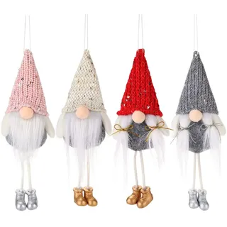 4 PCS Weihnachten Deko Wichtel, Weihnachtswichtel Weihnachtsschmuck Baum hängende Skandinavischer Zwerg Geschenke für Kinder Familie Ostern Weihnachten(A) (A)