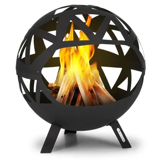 Blumfeldt Feuerschale, Robuste Outdoor Stahl-Feuerschale Groß für Balkon & Camping, Mobile Feuerschale 68 cm, Feuerschalen mit Standfuß, Wetterfeste Feuerschale für den Garten, Runde Feuerstelle