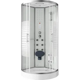 HOME DELUXE - Komplettdusche WHITE PEARL - Maße: 90 x 90 cm - inkl. Regendusche Radio und Zubehör I Fertigdusche, Dusche, Duschtempel - Weiß