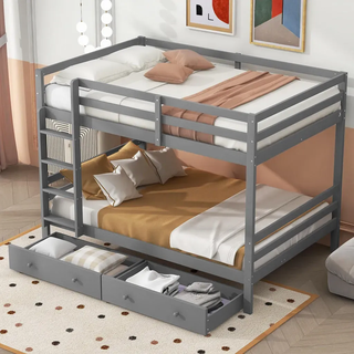 Flieks Etagenbett 140x200cm Grau Kinderbetten Schubladen Stauraum , Holz , 140x200 cm , Babymöbel & Kindermöbel, Kinderzimmer & Jugendzimmer, Stockbetten