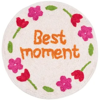 Flamingueo Badezimmerteppich - Badteppich Rund, Badematte, Rutschhemmend, 100% Baumwolle, Bathroom Mat, Badezimmer Deko, Duschvorleger, 60x60x1cm