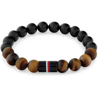 Tommy Hilfiger Jewelry Armband mit Schmuckperlen für Herren mit Perlen aus Schwarzem Onyx, Tigerauge und Dunklem Holz - 2790631