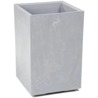 LAMELA Pflanzkübel mit Rollen Höhe 60 cm, 36L – Blumentopf aus Kunststoff in Betonoptik – Übertopf mit Wasserablauf – Modern für Innen & Außen - Wetterfest & Pflegeleicht, Hellgrau