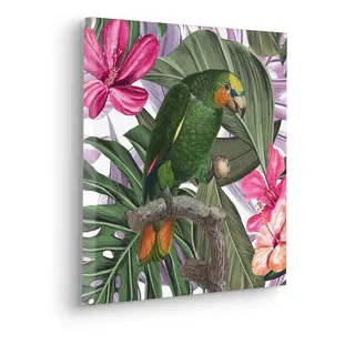 KOMAR Leinwandbild Hibiscus Flirt - Größe 40 x 40 cm" - Wandbild, Kunstdruck, Wanddekoration, Design, Wohnzimmer, Schlafzimmer