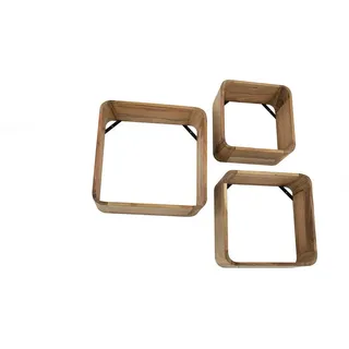Kawola Wandregal Vara 3ER SET Holz Akazie , Naturfarben , 40x40x15 cm , Wohnzimmer, Regale, Wandregale