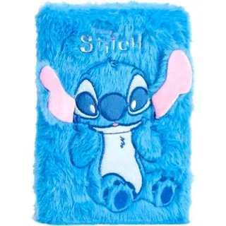 Stitch Plüsch-Notizbuch mit linierten Seiten und elastischem Verschluss