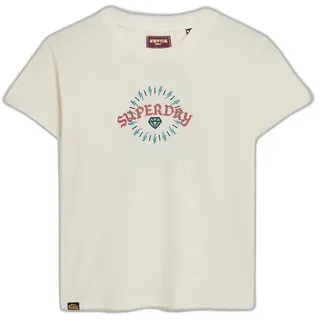 Superdry Tattoo Rhinestone Fitted Kurzarm-t-shirt - Winter White - XL