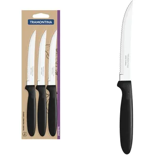 Tramontina IPANEMA Steakmesser Set 3-tlg. Schwarz Edelstahlmesser rostfrei & spülmaschinenfest