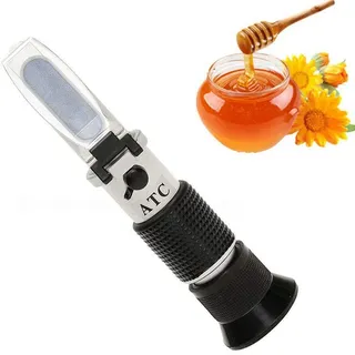 RGBS Honigrefraktometer, Brix, Baume und Wasserfeuchtigkeit 3-in-1 Honigtester mit ATC. 58-90% Brix, 38-43 Be' und 12-27% Wasserfeuchte-Messbereich für Honig, Bienenzucht