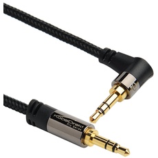 KabelDirekt – Audio/Stereo- Klinkenkabel – 2m (Aux Kabel, 3,5mm auf 3,5mm, Nylon, 1 x 90 Grad Winkelstecker) – PRO Series