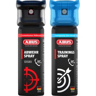 ABUS Abwehrspray SDS80 zur Tierabwehr + Trainingsspray – Pfefferspray zur Selbstverteidigung bei Tierangriffen – mit Jet-Sprühstrahl für bis zu 5 Meter Reichweite – funktioniert auch kopfüber