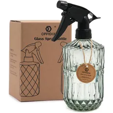 OFFIDIX Pflanzennebel, Handdruck-Sprühflasche mit feiner Nebel, 0,43 l, Glas-Sprühflasche mit verstellbarer Düse für Innen- und Außenbereich, Gartenarbeit oder Hausreinigung (hellgrün)