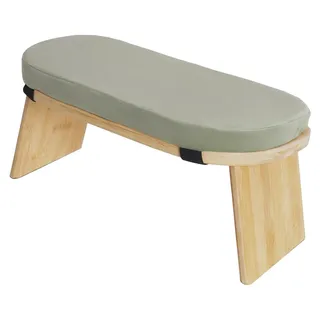 Meditationsbank aus Bambus - Faltbare Kniebank - 44 x 19 x 21 cm - Bis 180 kg - Ergonomische 5° Neigung - Grün