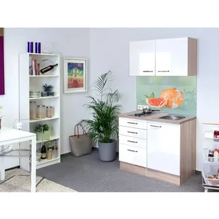 Flex-Well Küchenzeile Florenz 100 cm Hochglanz Weiß