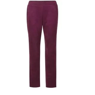 Chinohose GOLDNER "Kurzgröße Knöchellange Velourslederhose LOUISA", Damen, Gr. 27, K-Gr, pink (beere), Obermaterial: 95% Polyester PES. 5% Elasthan EL., Modisch, Hosen Chinohose, Zierleistentaschen hinten
