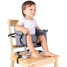 Portable Boostersitz Baby Sitzerhöhung Hochstuhl Faltbar Kindersitz mit Transporttasche für Indoor Outdoor und Unterwegs(Grau)