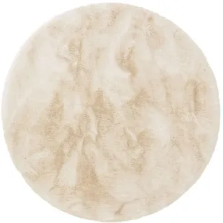 Kunstloft Kunstfell-Teppich Dave Cream ø 180 cm rund , Beige , Textil , Beton Optik , Rund , 180x1 cm , Gots , waschbar , Teppiche und Böden, Teppiche