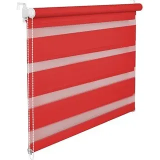 Doppelrollo Duorollo 80 cm breit 200 cm lang rot inkl. Seilzug Fensterrollo Klemmrollo Jalousie - Rot