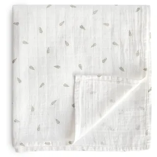 Mushie Musselin Baby Wickeldecke | 100% Bio-Baumwolle | Sichere, Hochwertige & Langlebige Erstausstattung für Kleinkinder Kinder Jungs & Mädchen (Leaves)