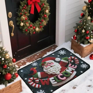 BSITSSS Fußmatte Weihnachten Weihnachtsmann, Vögel Weihnachts Fußmatte, Türmatte Weihnachten, WeihnachtsFussmatte 40 x 60 cm, Weihnachtsfußmatten für Eingangsbereich, Schlafzimmer, Arbeitszimmer