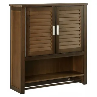 3 tlg Badschrank Set LAMELL, Waschbeckenunterschrank, Hängeschrank, Badezimmerschrank, Waschbeckenschrank, Bambus, braun - Dunkelbraun