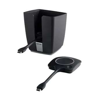 Barco ClickShare Button und Tray im Paket
