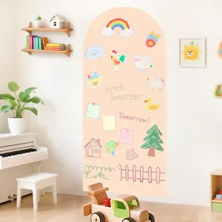 FUHSY Magnetischer Wandaufkleber, 100 x 45 cm, milchteefarben, magnetischer Wandaufkleber, Bogentafel mit bunten Kreiden, vielfältiges Zubehör für Zuhause, Spielzimmer und Klassenzimmer