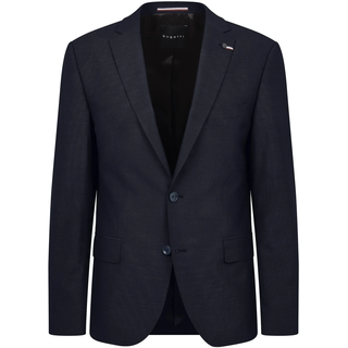 Anzugsakko BUGATTI "Mix & Match", Herren, Gr. 54, blau (390, marine), 75% Wolle, 22% Polyester, 3% Elasthan, unifarben, normal, Manschette, Sakkos Anzugsakko, Modern Fit