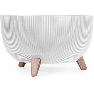 KONZEPT Blumentopf mit Füßen – großer Blumenkübel aus Kunststoff, runde Pflanzschale 47 cm – modern & wetterfest, für Innen und Außen
