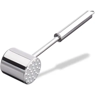 Relaxdays Profi Fleischklopfer doppelseitig 28 cm rostfrei Edelstahl Silber