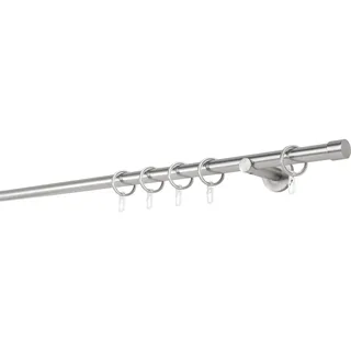 MYDECO Gardinenstange 20mm Cap Wandträger 6,5 cm, 1-läufig, Fixmaß, verschraubt silberfarben 250 cm