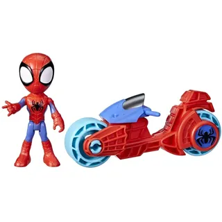 SPIDEY AND HIS AMAZING FRIENDS Marvel Spidey Figur mit Motorrad, Spielzeug für Jungs und Mädchen ab 3 Jahren